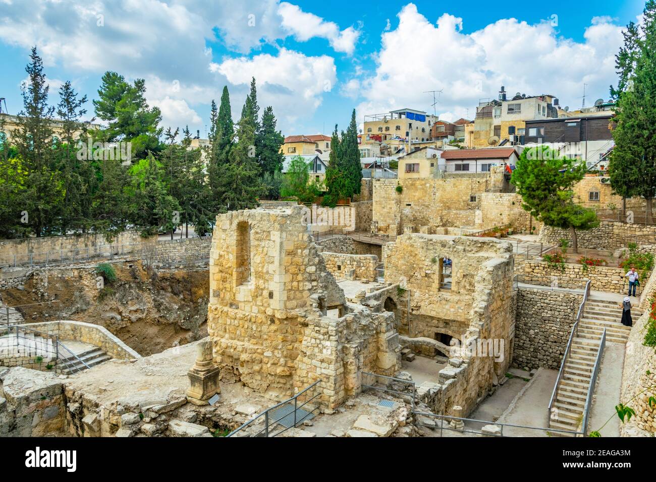 Ruinen von Teichen von Bethesda in Jerusalem, Israel Stockfoto