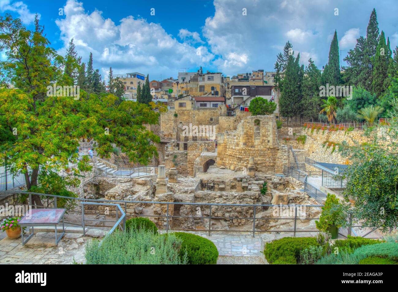Ruinen von Teichen von Bethesda in Jerusalem, Israel Stockfoto