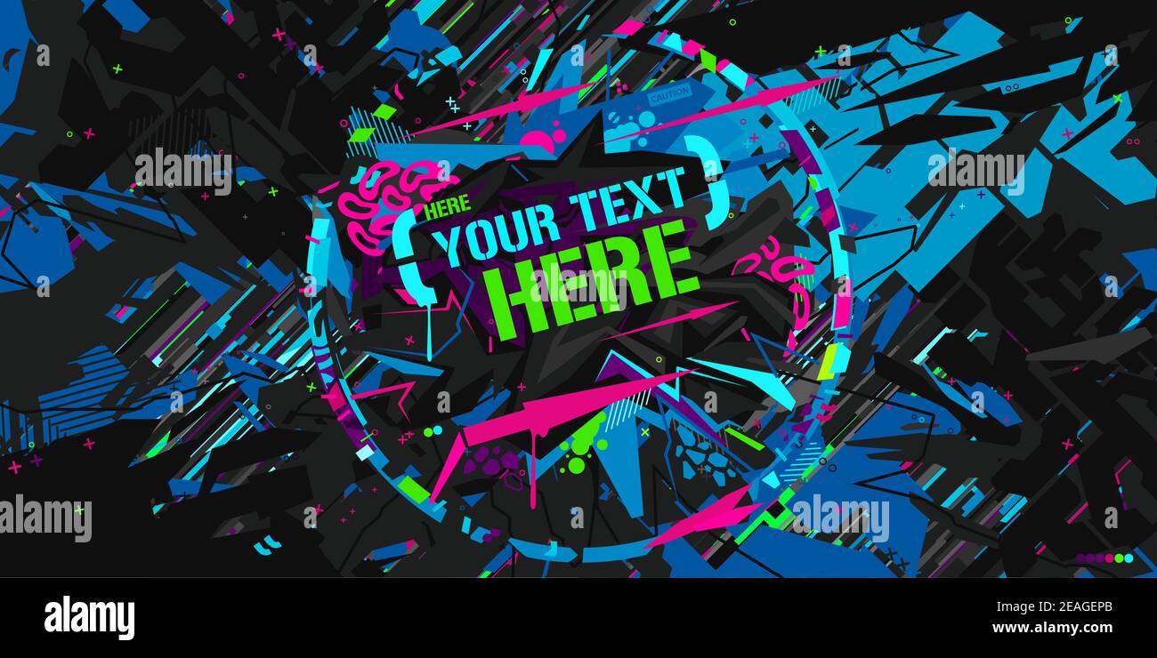 Dunkle Cyberpunk Neon Abstrakt Graffiti Stil Banner Vektor Illustration Kunst Stock Vektor