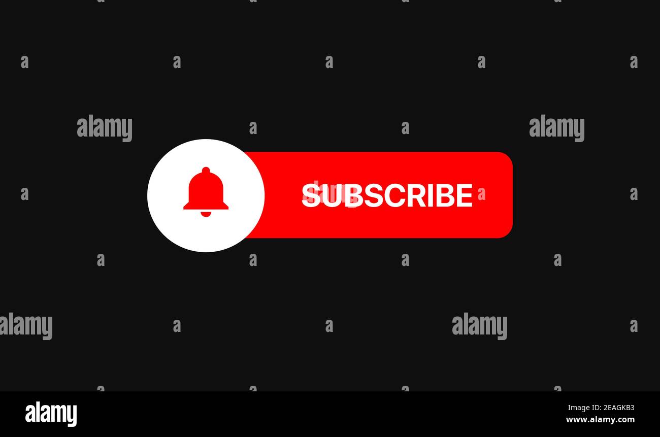Schaltfläche „Video Service Subscribe“. Unteres Drittel, Glockensymbol. Vektorgrafik Auf Schwarzem Hintergrund. Vektorgrafik Stock Vektor