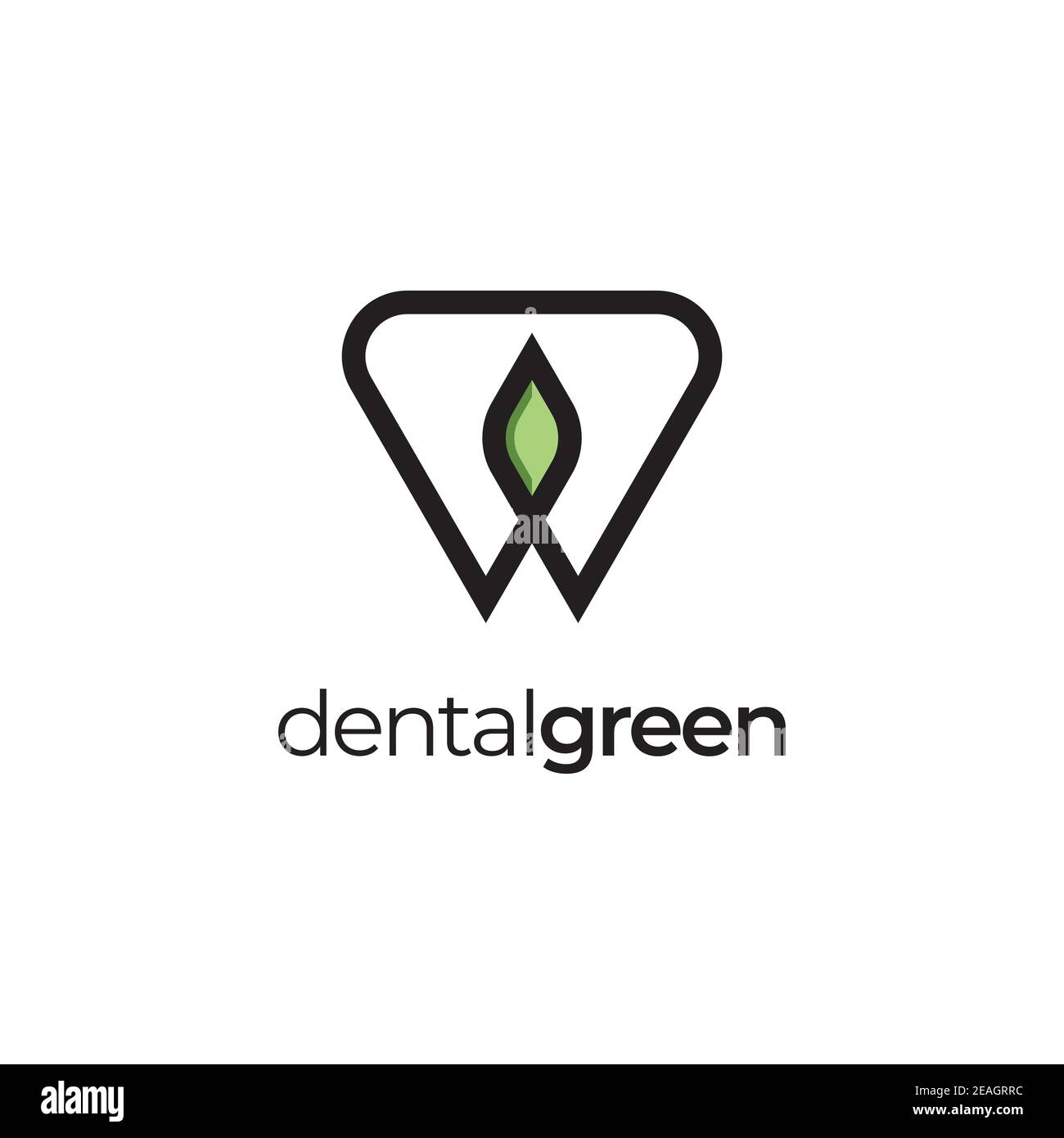 Dental Blatt Logo Design Symbol Vektor Vorlage. Dental mit Blatt-Symbol Stock Vektor