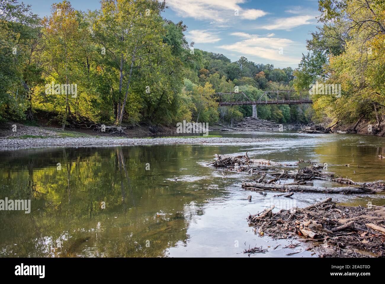 Historischer Pfad über ford auf dem Lecking River am Blue Licks Battlefield State Resort Park in Kentucky Stockfoto