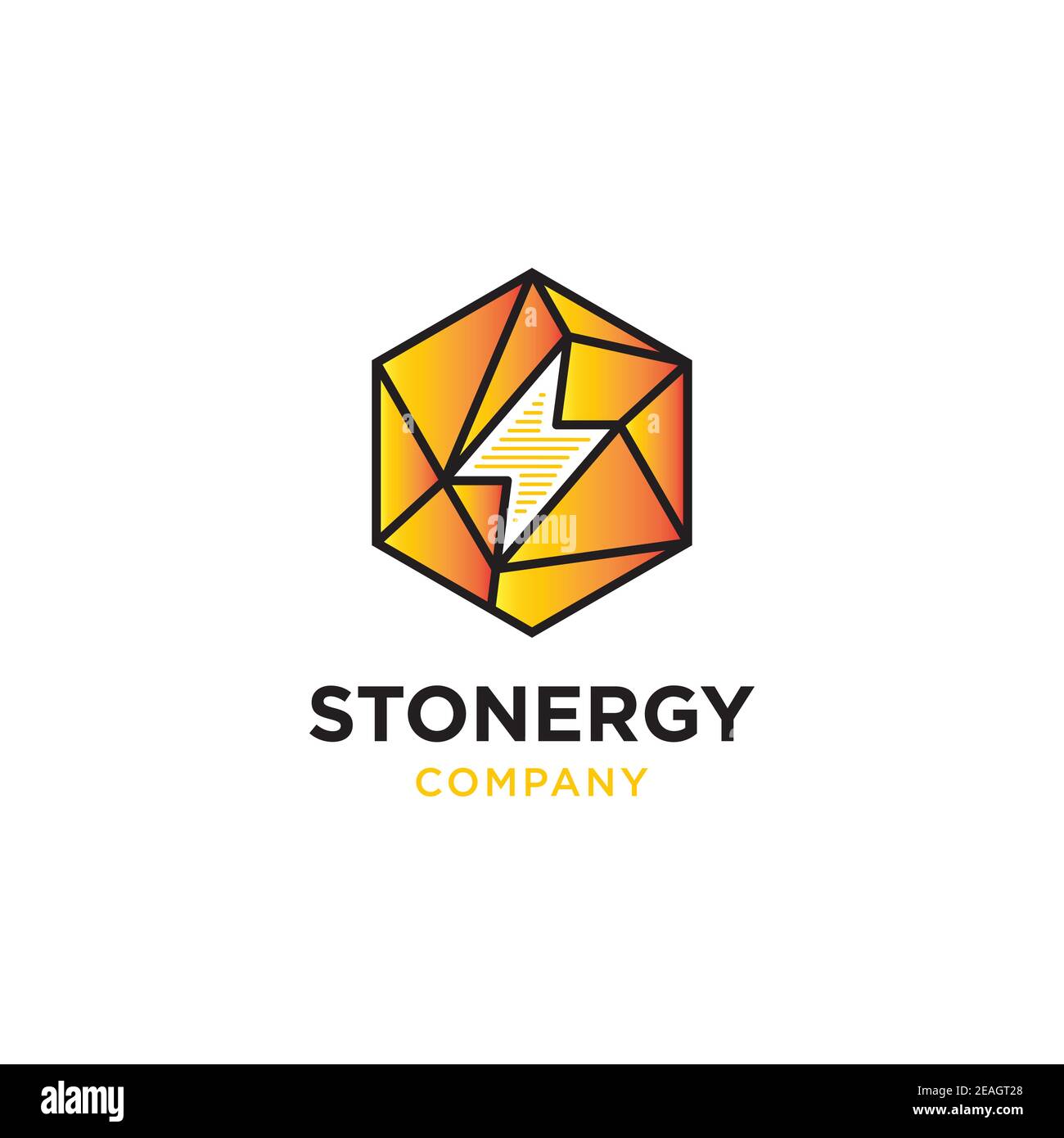 Stein Energie Illustration Logo Design Vektor Vorlage. Stein mit Donner-Symbol Stock Vektor