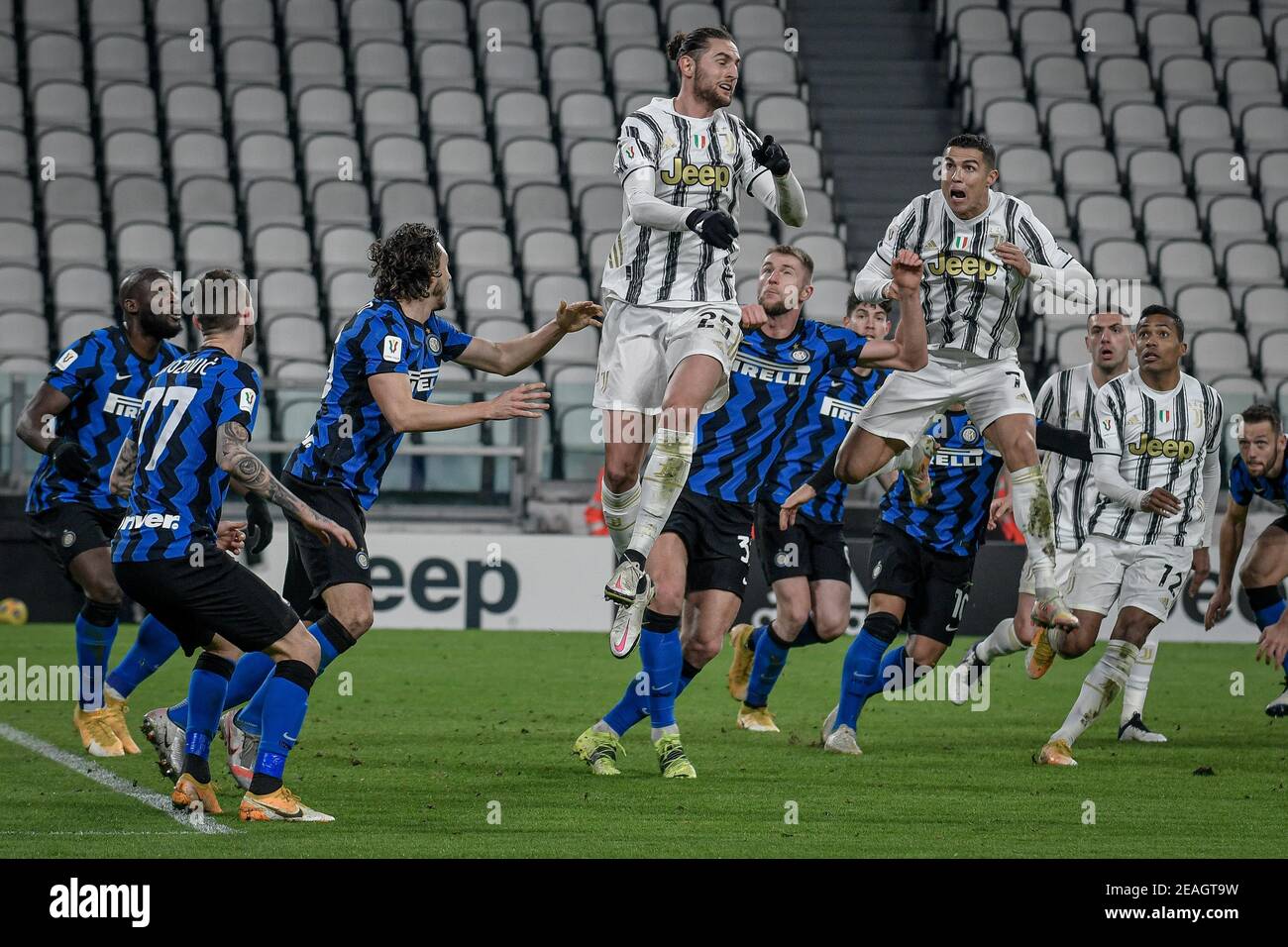 Turin, Italien. Februar 2021, 09th. 2/9/2021 - Turin. Italian Cup Tim 2020/2021 Liga Spiel. Juventus Vs. Inter. Allianz Stadion im Bild: (Foto von IPA/Sipa USA) Quelle: SIPA USA/Alamy Live News Stockfoto