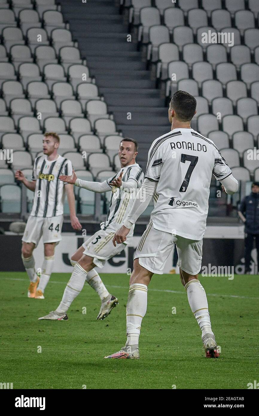 Turin, Italien. Februar 2021, 09th. 2/9/2021 - Turin. Italian Cup Tim 2020/2021 Liga Spiel. Juventus Vs. Inter. Allianz Stadion auf dem Foto: Cristiano Ronaldo (Foto: IPA/Sipa USA) Quelle: SIPA USA/Alamy Live News Stockfoto