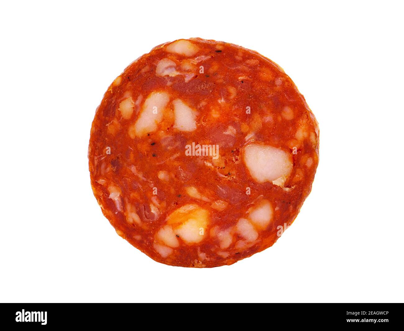 Scheibe Wurst oder Salami chorizo Stockfoto