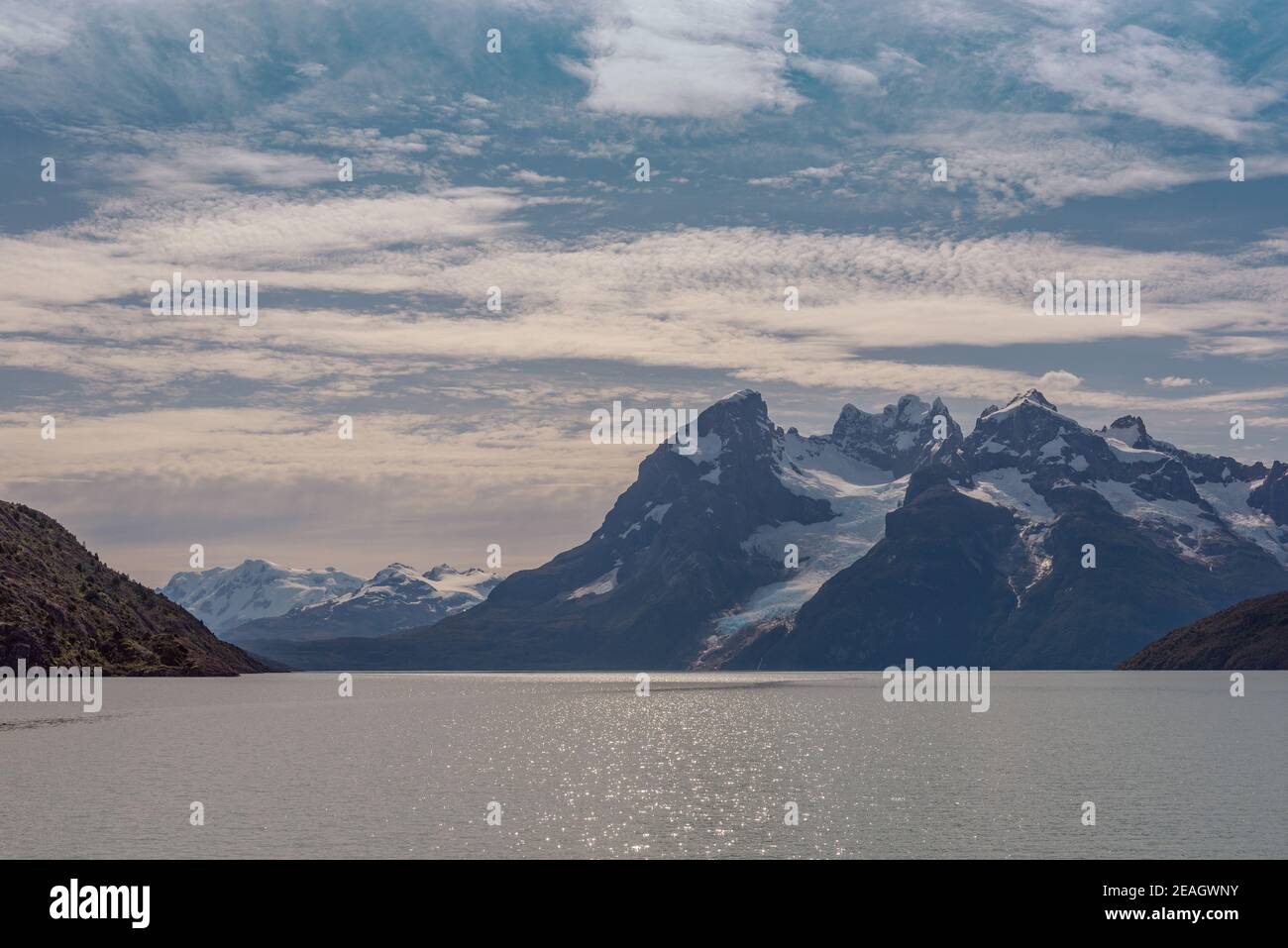 Blick auf den Balmaceda Gletscher im O'Higgins Nationalpark, Chile Stockfoto