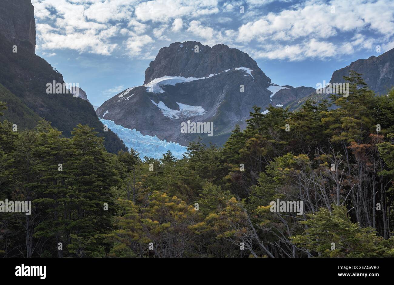 Blick auf den Balmaceda Gletscher im O'Higgins Nationalpark, Chile Stockfoto
