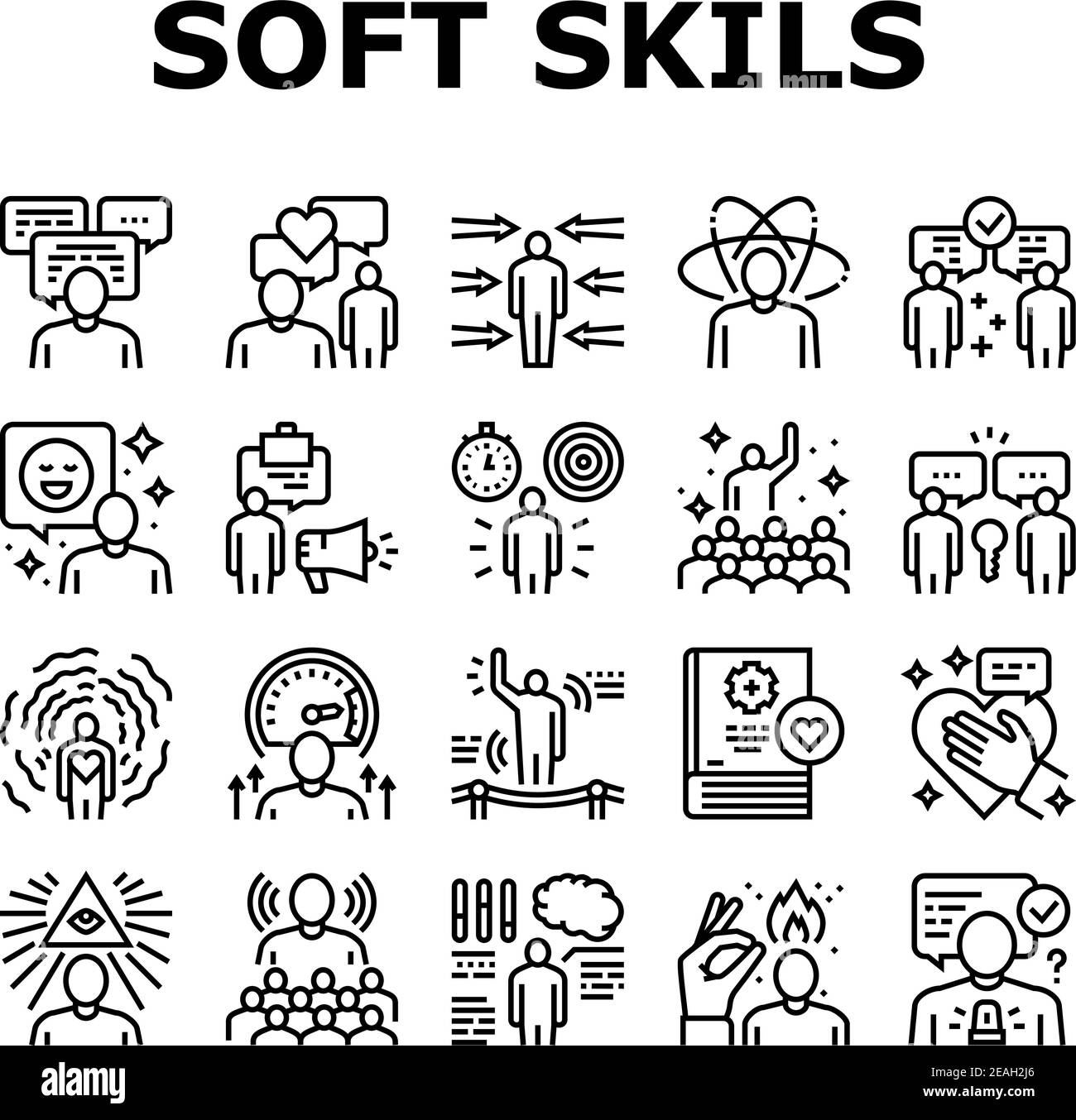 Symbole Der Sammlung „Soft Skills People“ Setzen Den Vektor Stock Vektor
