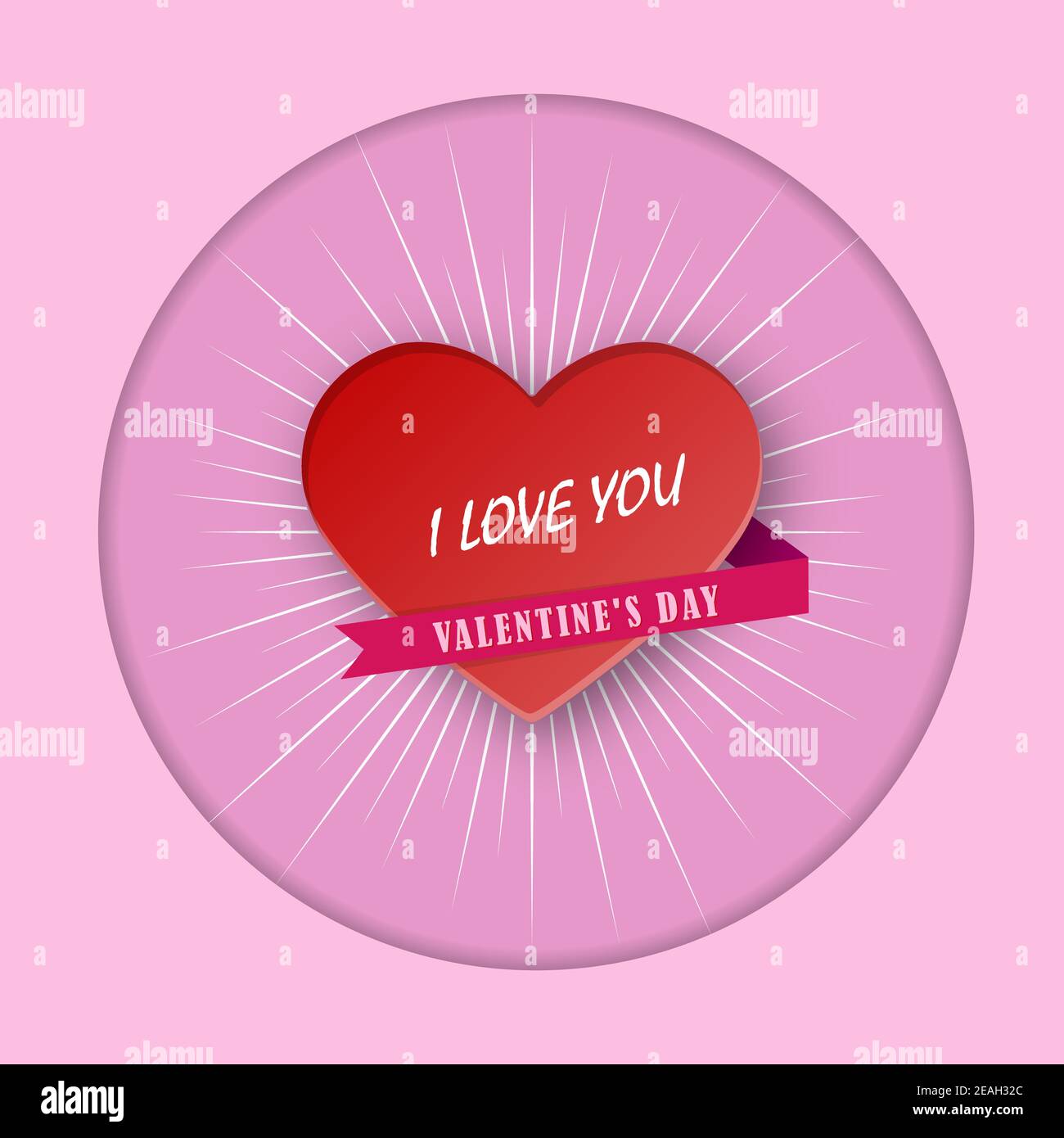 Liebeserklärung zum Valentinstag. Herz mit einer Inschrift und einem Band. Vektorgrafik Stock Vektor