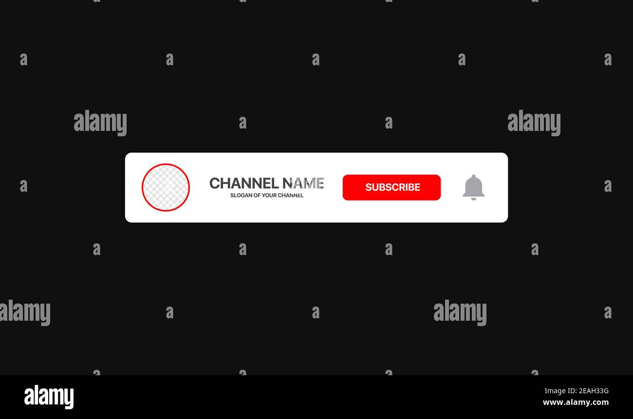 Kanalname Unteres Drittel. Rotes Broadcast-Banner für Video auf schwarzem Hintergrund. Vektorgrafik Stock Vektor