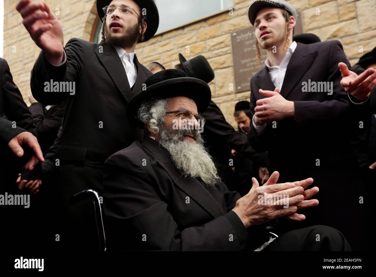 Lelow, Polen 2. Februar 2020: Hassidischer jude feiert während des chassidischen Feiertages den 206. Todestag von tzadik Dawid Biderman Stockfoto