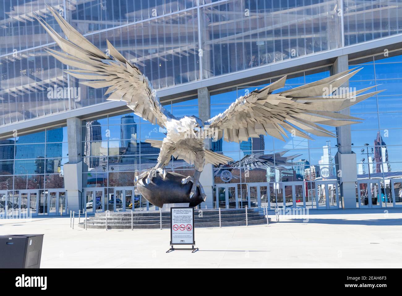 Atlanta, USA - Jan 18th 2021: Blick auf das Mercedes Benz Stadion in der Stadt Atlanta, GA Stockfoto