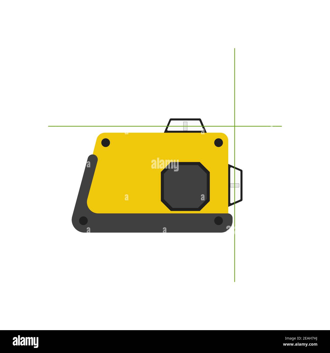 Modernes Lasergerät zur horizontalen und vertikalen Einstellung des exakten Niveaus. Die Abbildung auf weißem Hintergrund. Stock Vektor