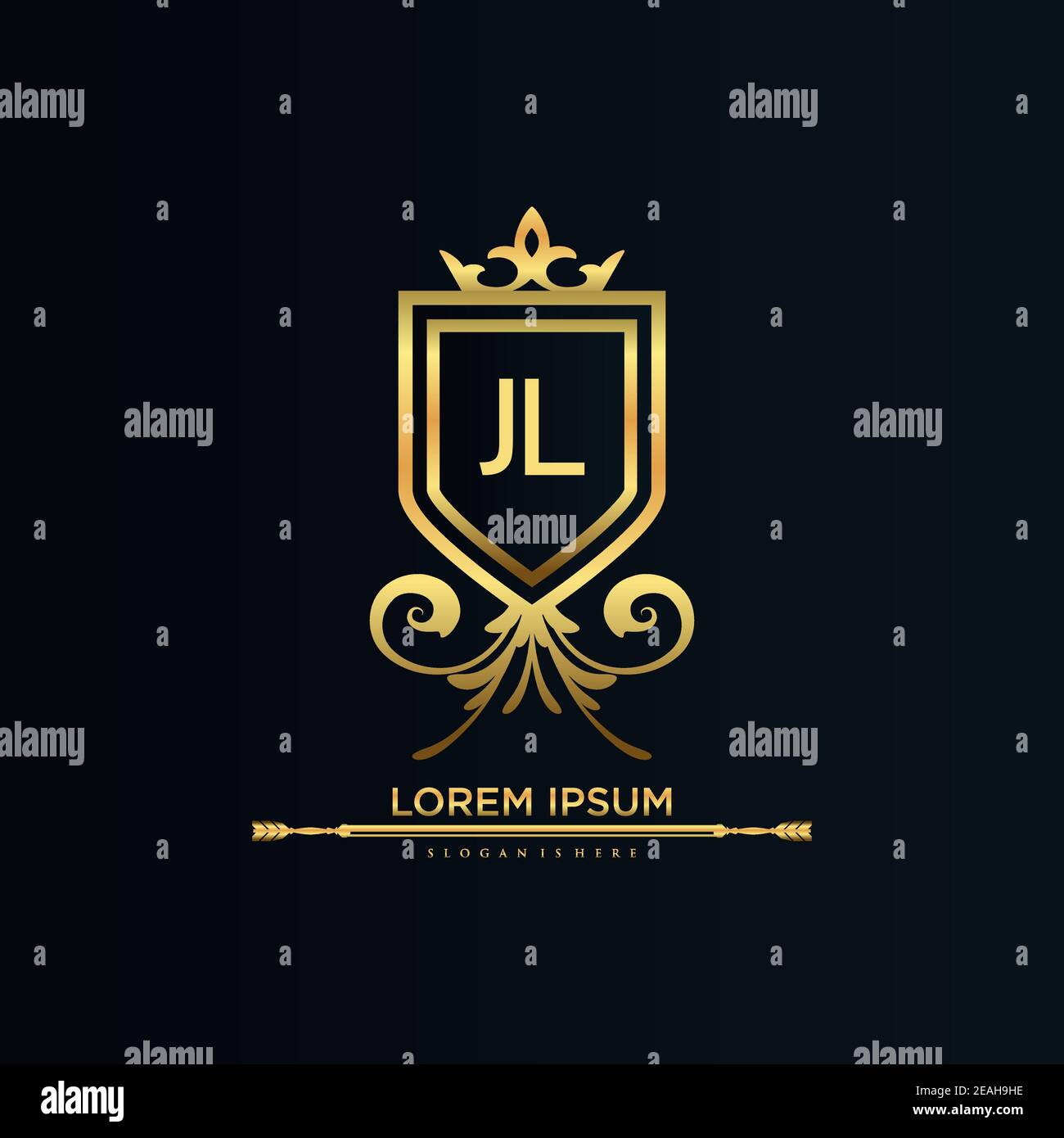 Buchstaben Initial mit Royal Template.elegant mit Krone Logo Vektor, Kreative Schriftzug Logo Vektor Illustration. Stock Vektor