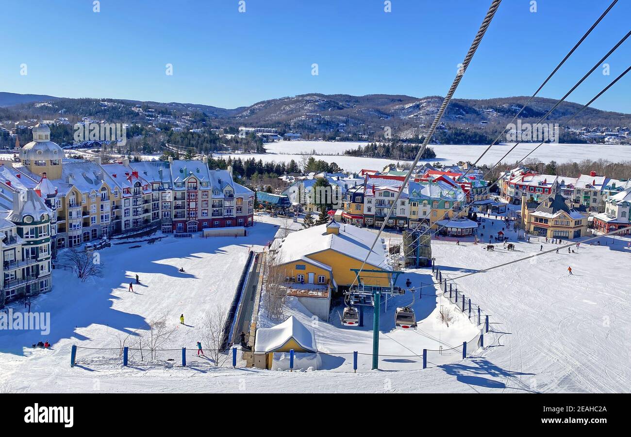 Mont Tremblant Village Resort im Winter, Quebec, Kanada Stockfoto