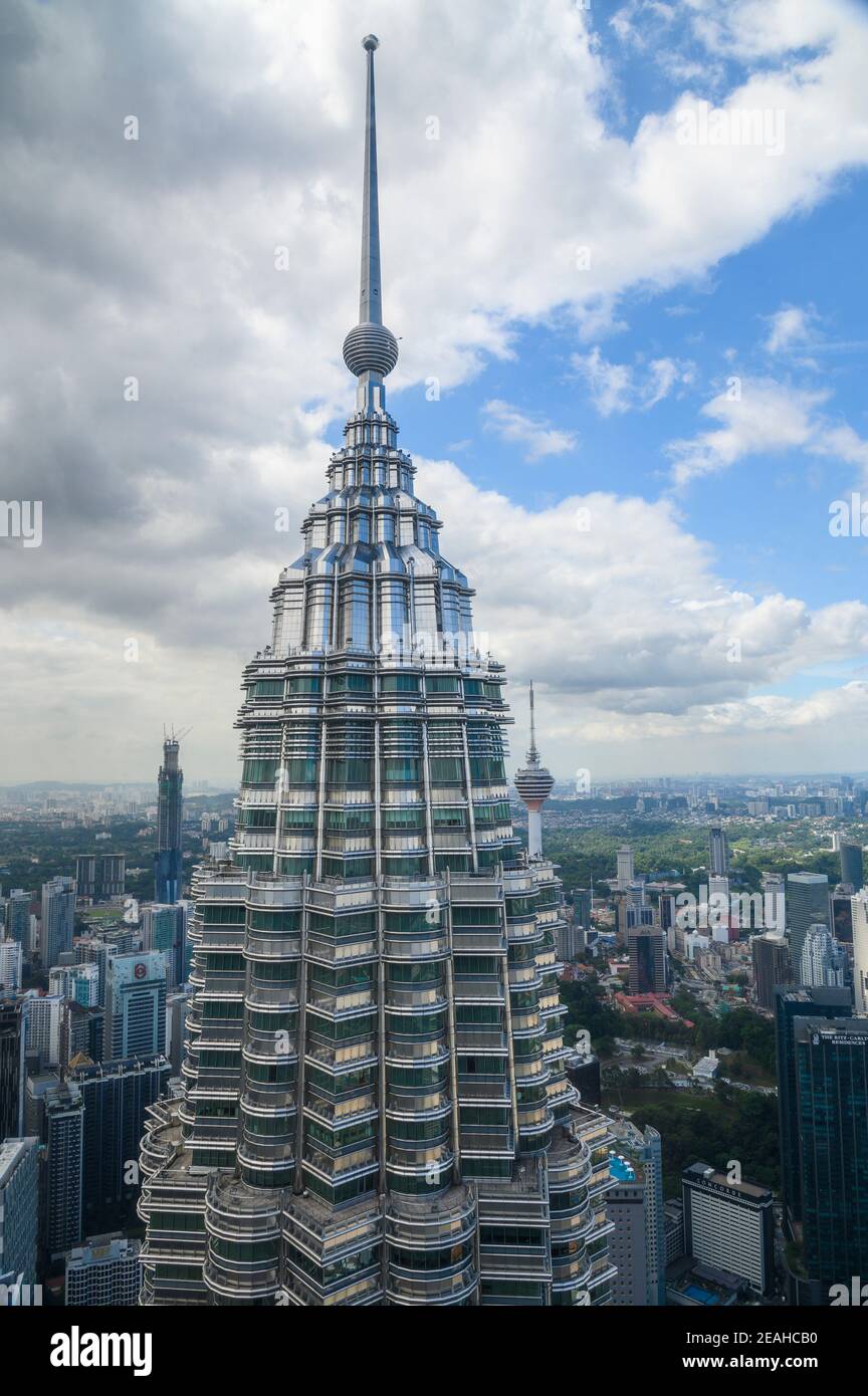 Turm 1 der Petonas Twin Towers in Kuala Lumpur Stockfoto