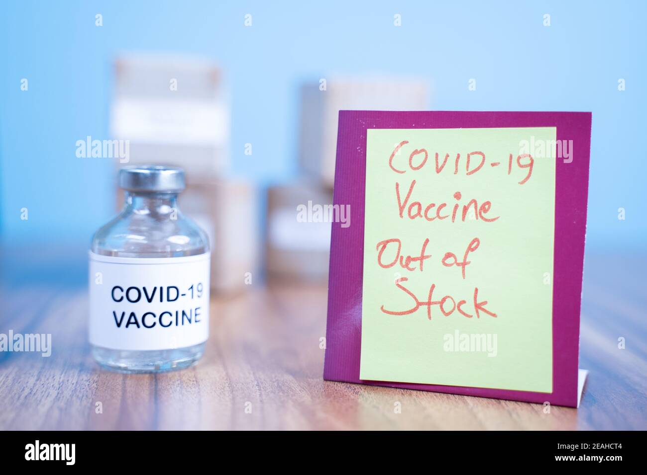 Konzept der Coronavirus-Covid-19-Impfung nicht vorrätig Stockfoto