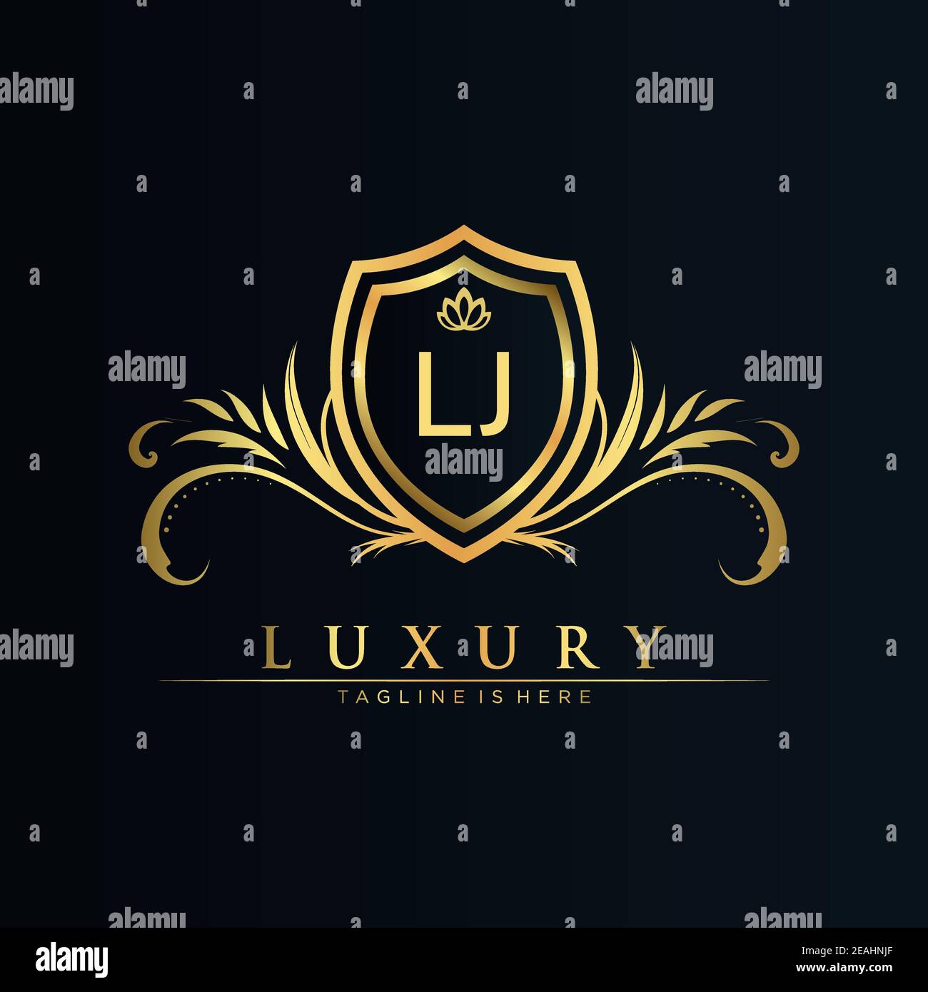 LJ Letter Initial mit Royal Template.elegant mit Krone Logo Vektor, Creative Lettering Logo Vektor Illustration. Stock Vektor