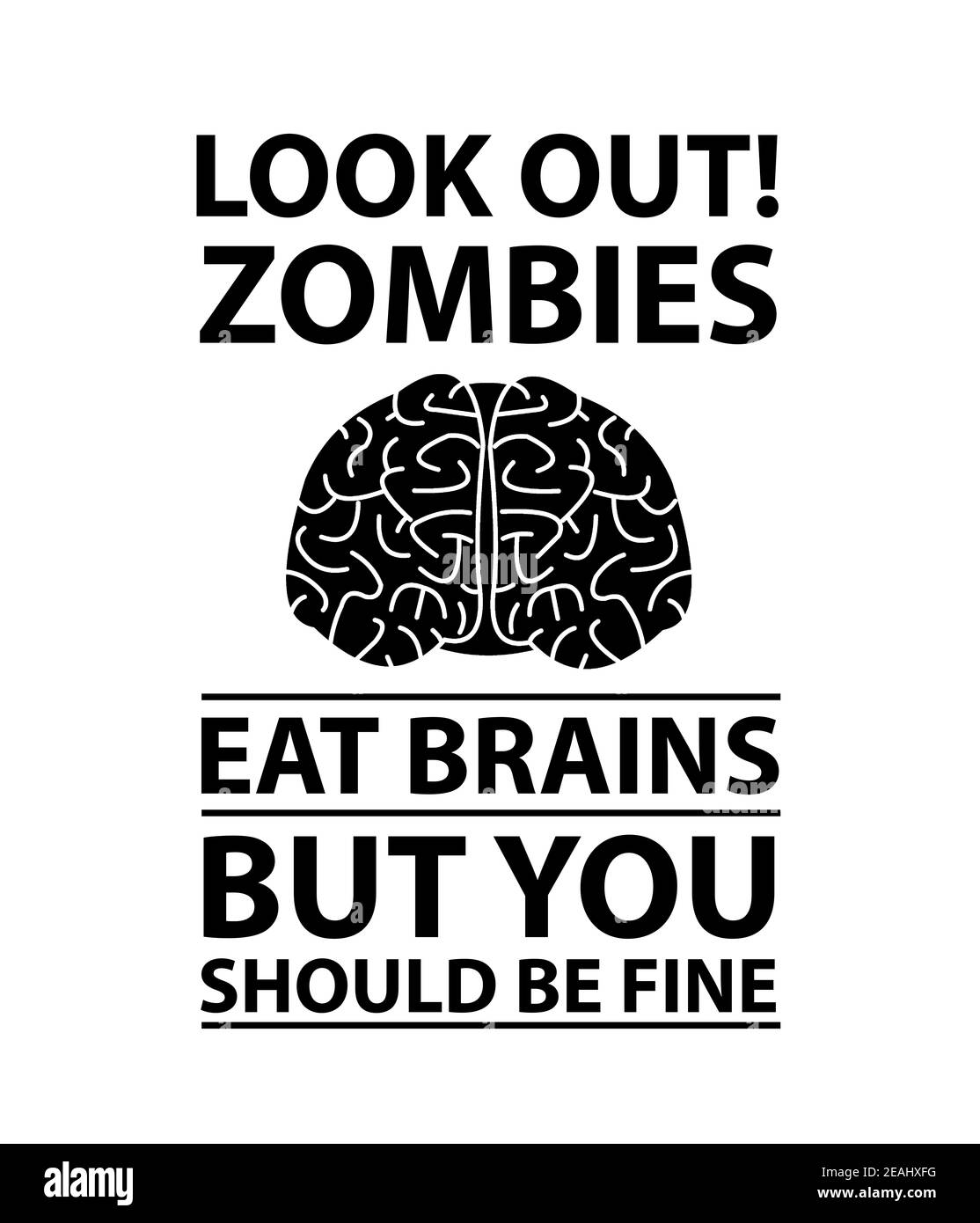Look Out - Zombies Essen Gehirne Stockfoto