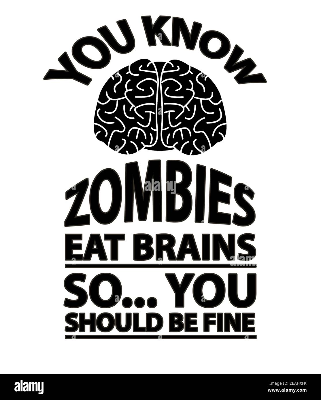 Achten Sie Auf - Zombies Essen Gehirne Witz Stockfoto