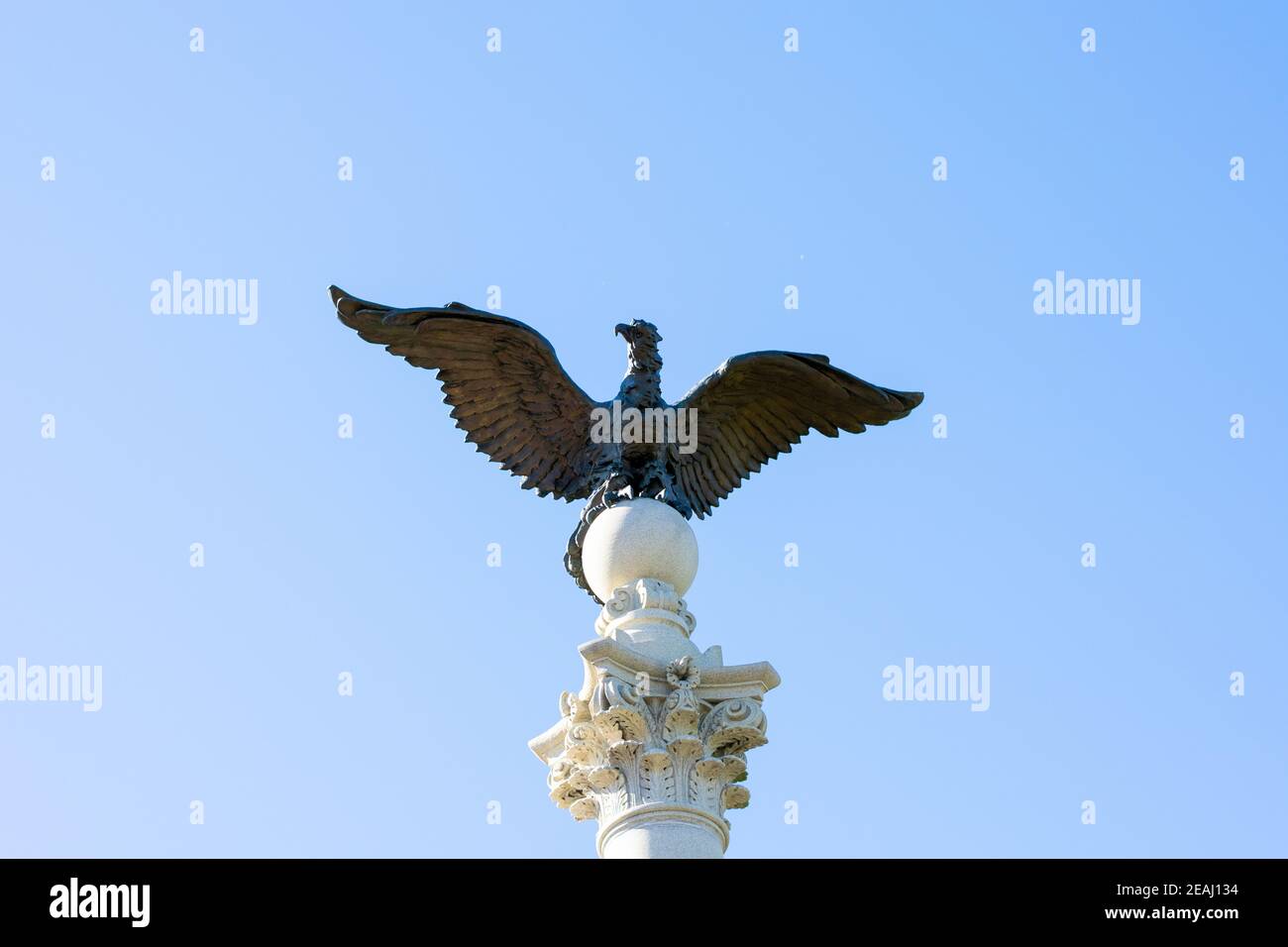 Der Vogel auf einer der Pennsylvania Columns Im Valley Forge National Historical Park Stockfoto