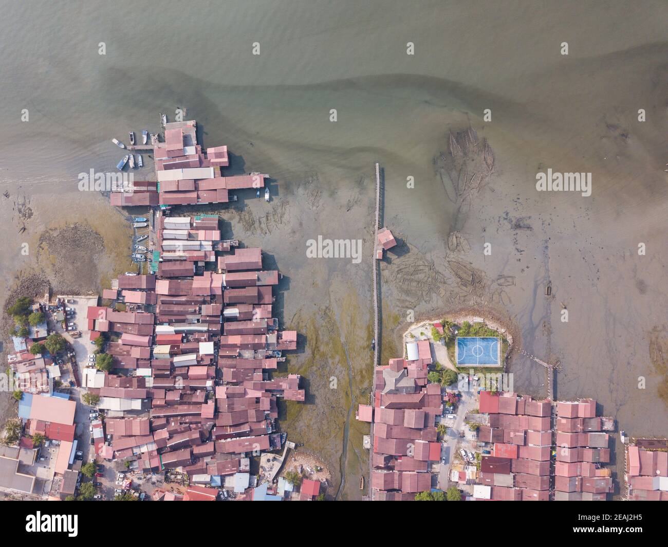Luftaufnahme Clan Steg auf UNESCO Georgetown Weltkulturerbe Stockfoto