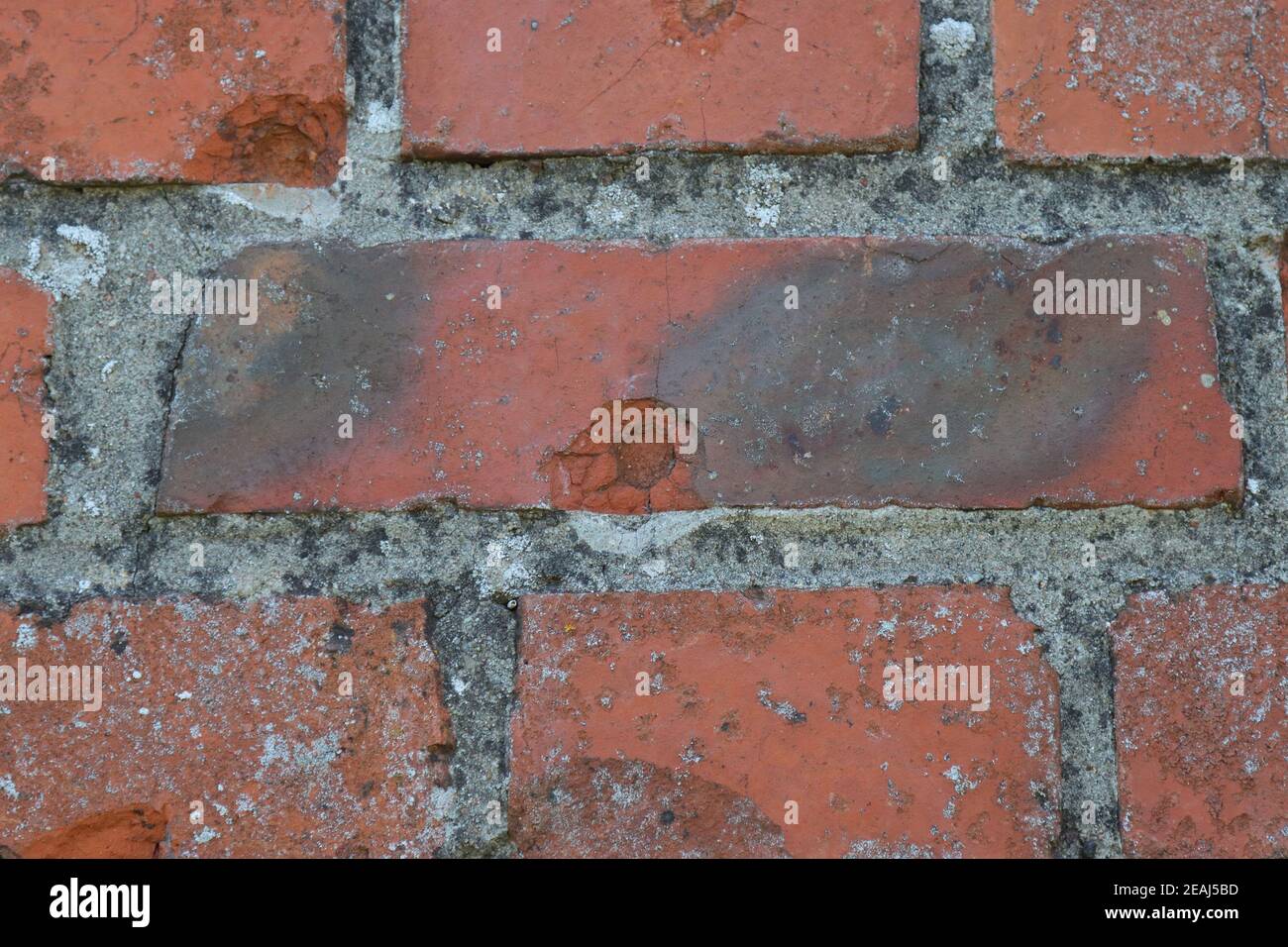 Aufzählungszeichen an einer Ziegelwand. Stockfoto