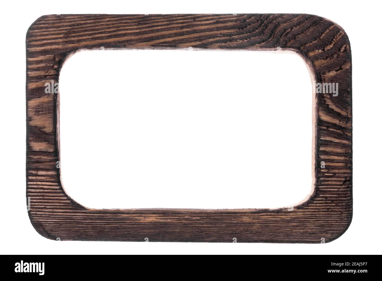 Einteiliger Vintage-Holzrahmen, isoliert auf weißem Hintergrund. Stockfoto