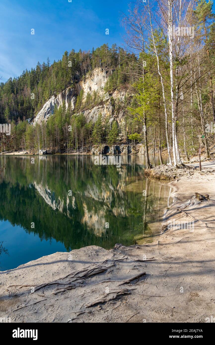 Adrspacher See, Teplice Adrspach Rocks, Ostböhmen, Tschechien Stockfoto