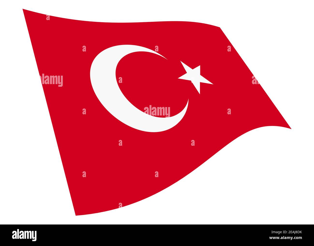 Türkei winkende Flagge Grafik isoliert auf weiß mit Beschneidungspfad 3d-Illustration Stockfoto