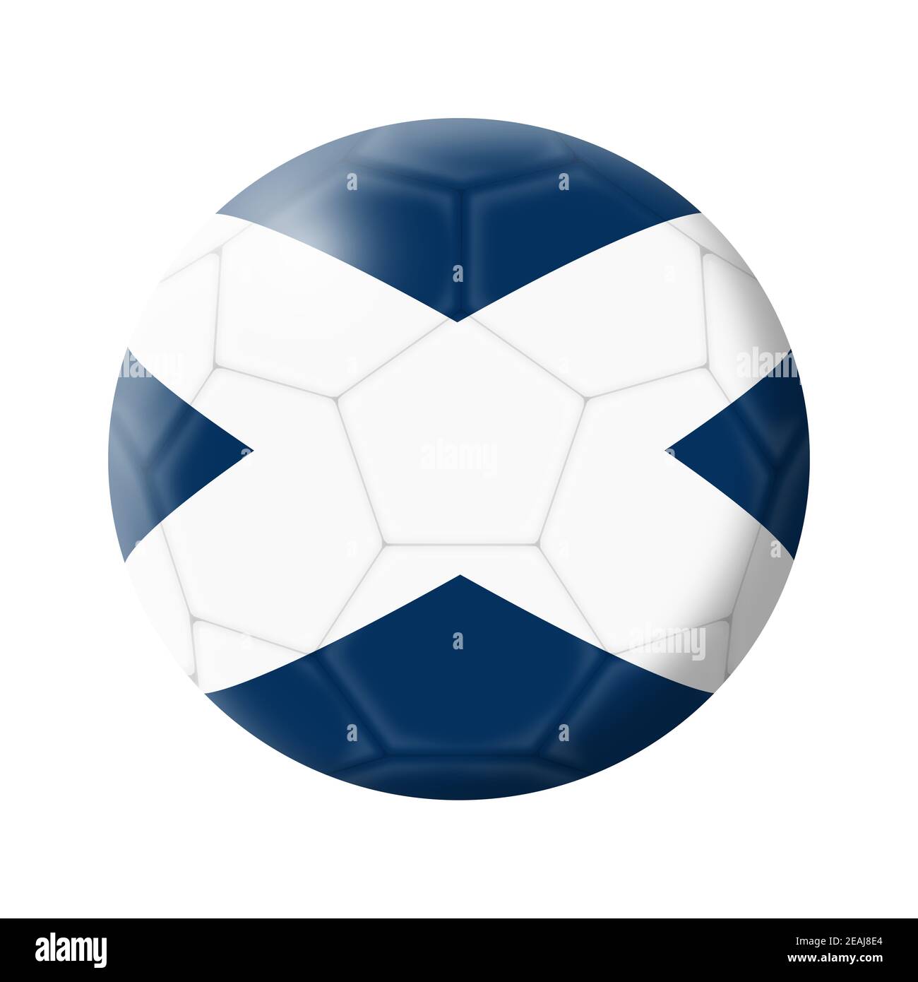Schottland Fußball Fußball 3D-Illustration isoliert auf weiß mit Beschneidungspfad Stockfoto