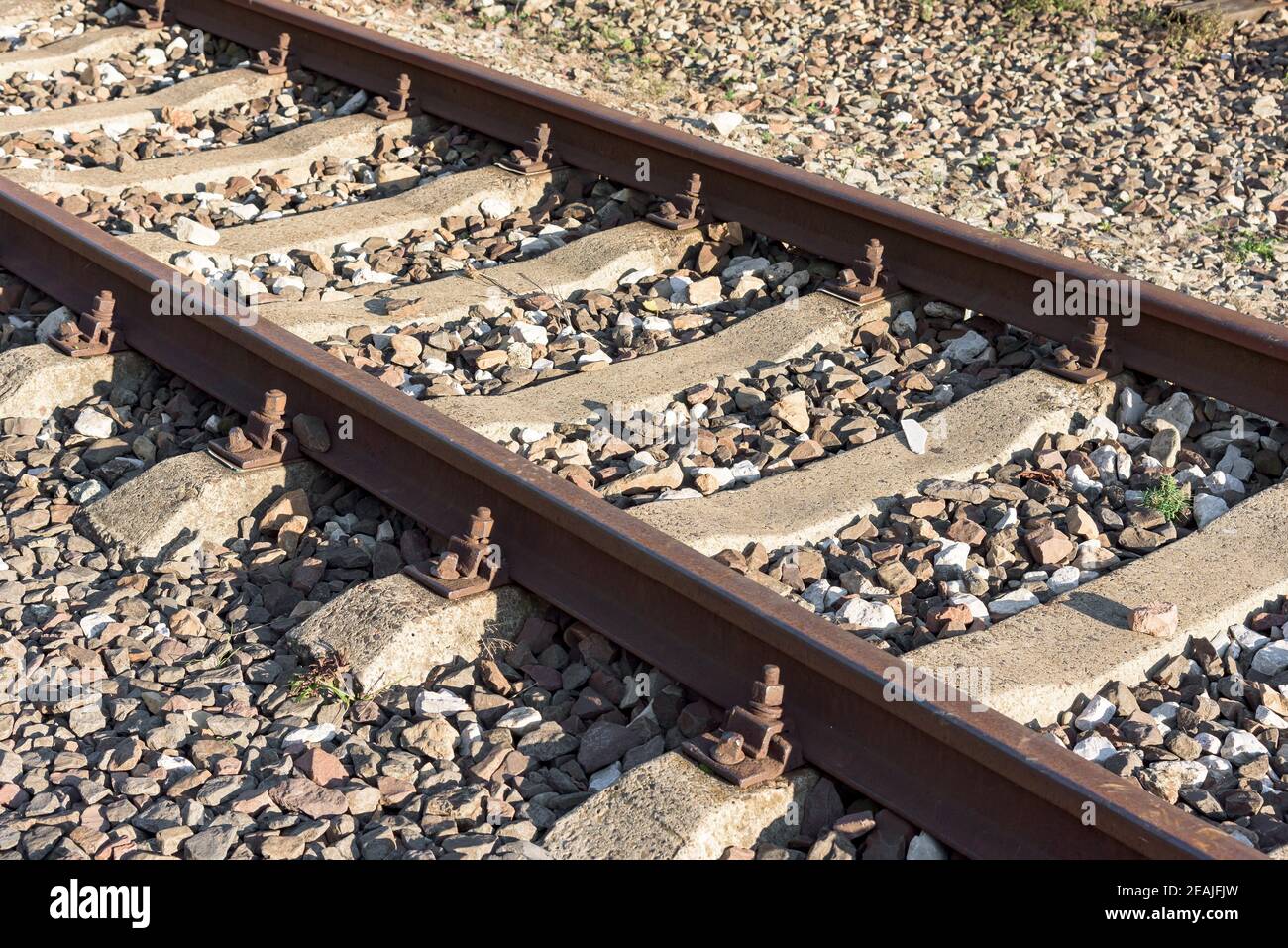 Nahaufnahme der Bahngleise Stockfoto