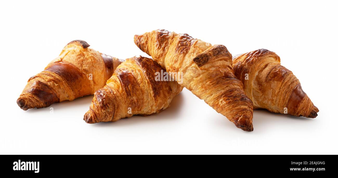 Croissants auf weißem Hintergrund Stockfoto