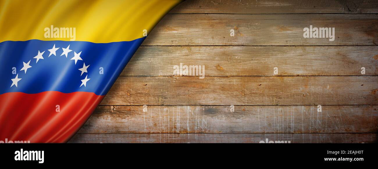 Venezolanische Flagge auf Vintage Holz Wandbanner Stockfoto