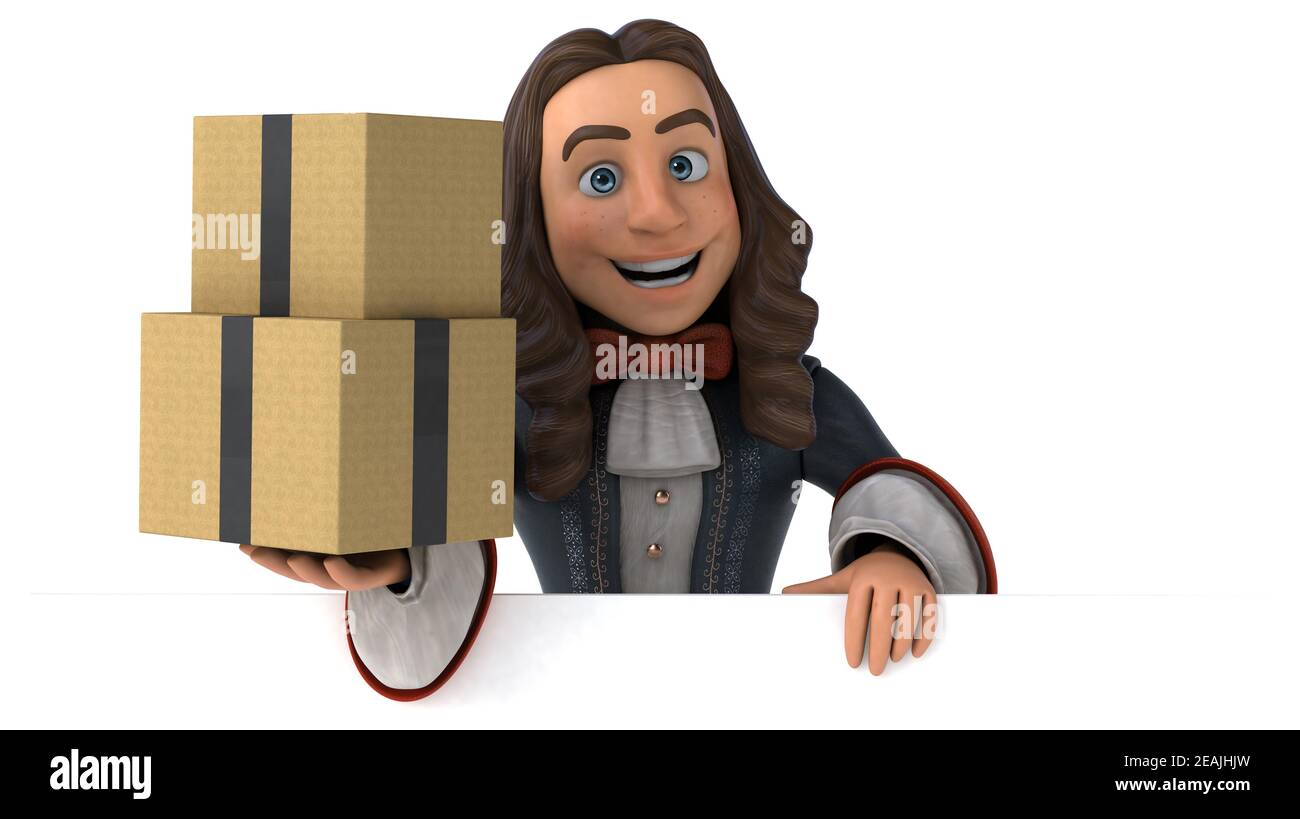 3D-Illustration eines Cartoon-Mannes in historischem, barounischem Kostüm Stockfoto