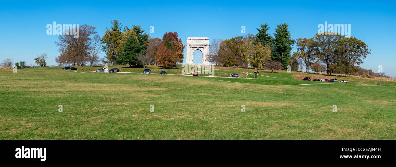 Eine Panoramaaufnahme des National Memorial Arch in Valley Schmiede Stockfoto