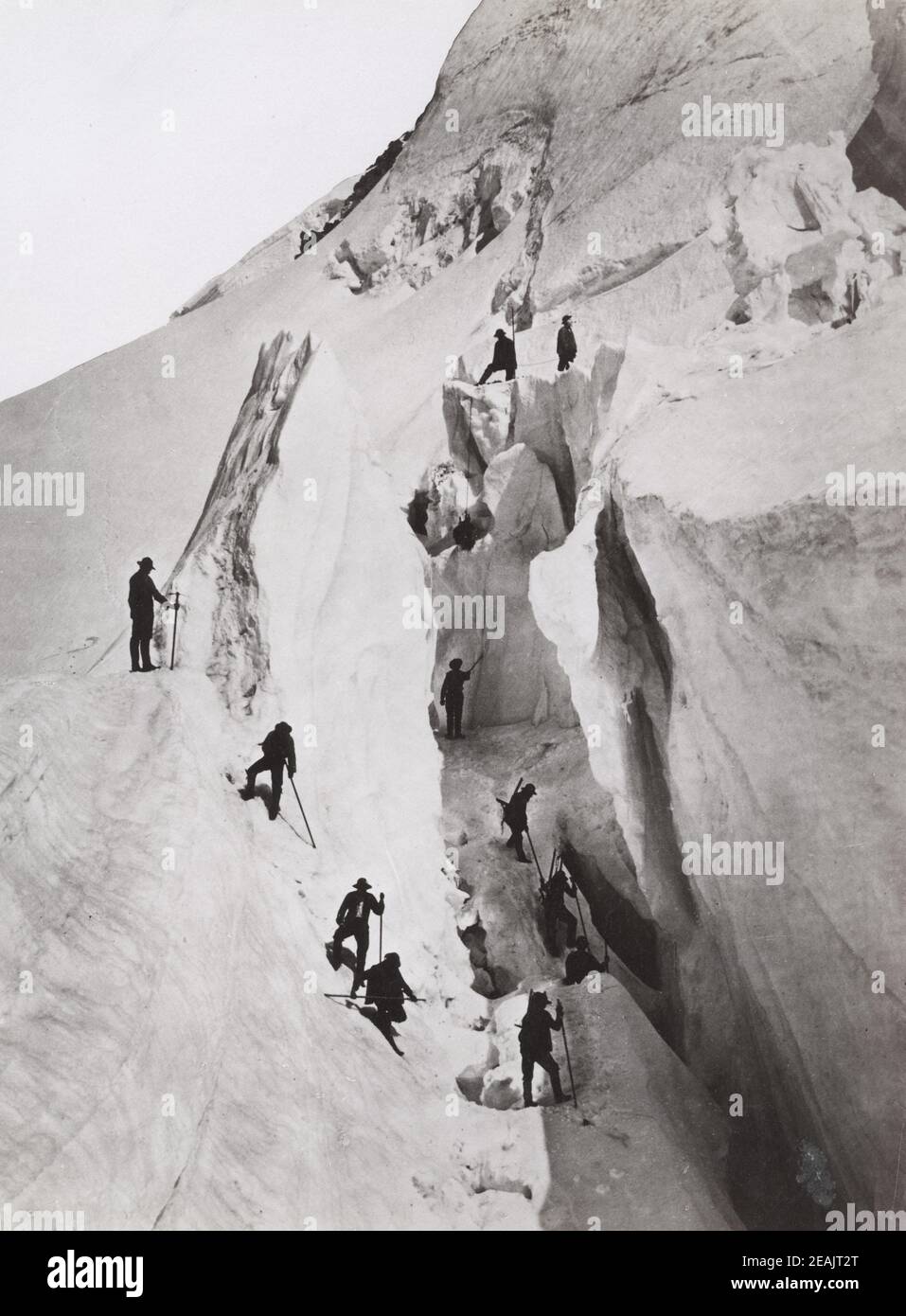 Ende 19th Jahrhundert Foto - Klettern die Alpen, Kletterer umzogen. Stockfoto