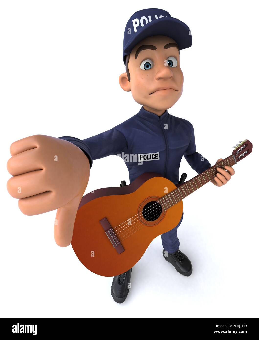 Spaß 3D-Illustration eines Cartoon Police Officer Stockfoto