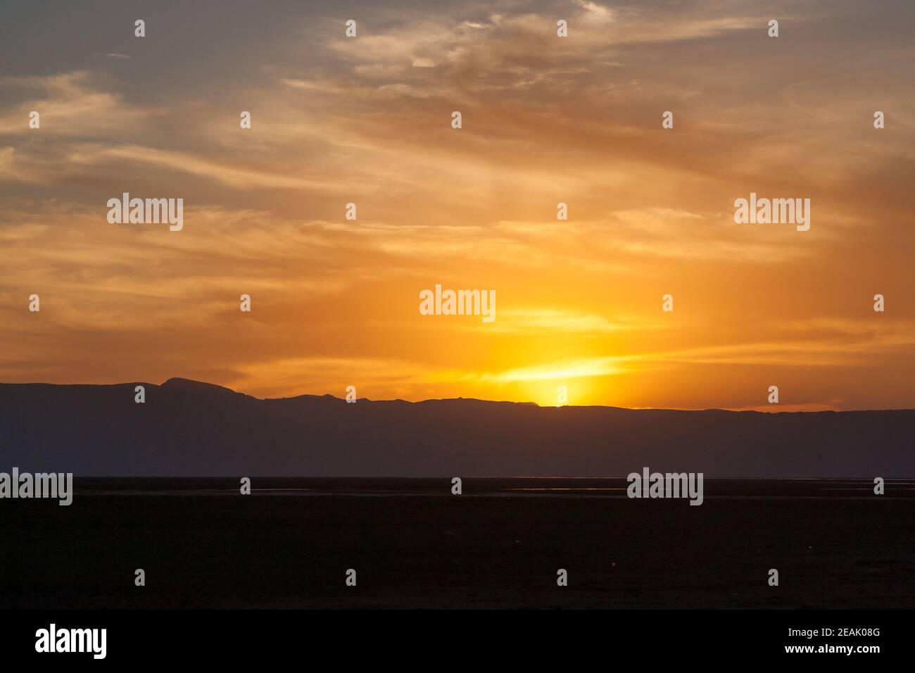 Sonnenuntergang am Manyara See, Tansania Landschaft, Afrika Stockfoto