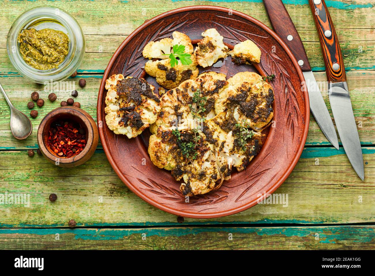 Appetitliches Blumenkohlsteak Stockfoto