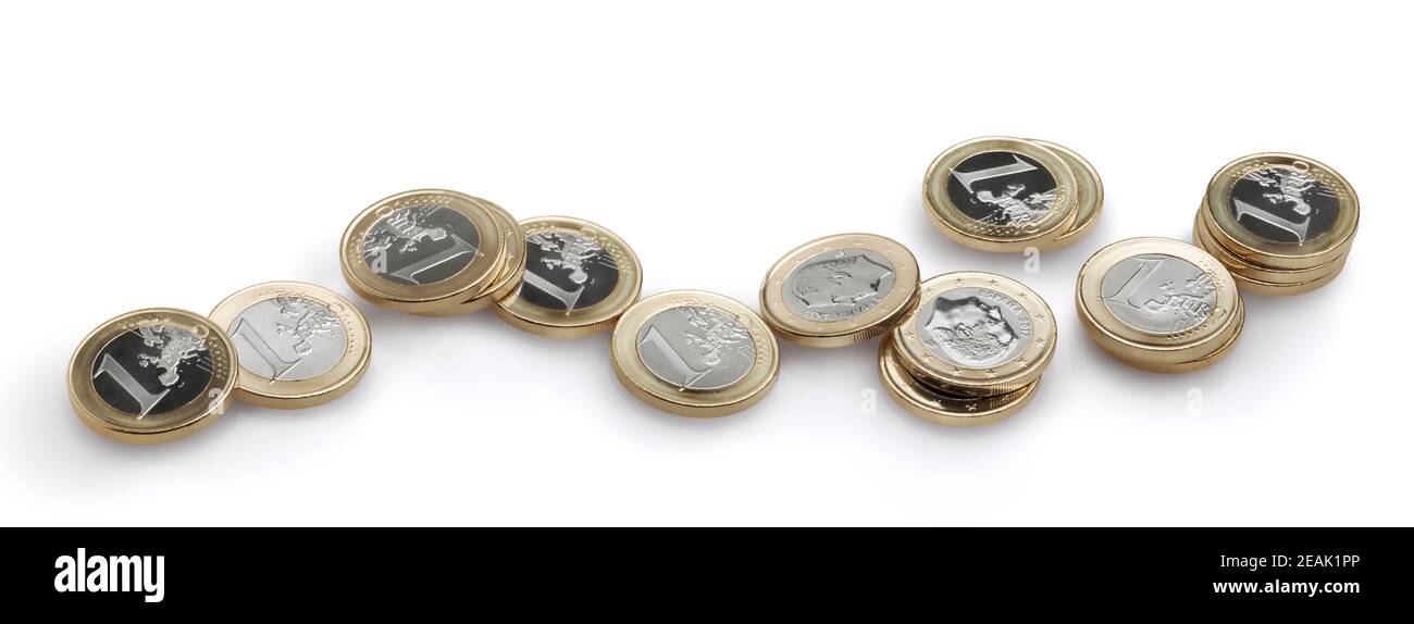 Euro-Münzen aus der Nähe Stockfoto