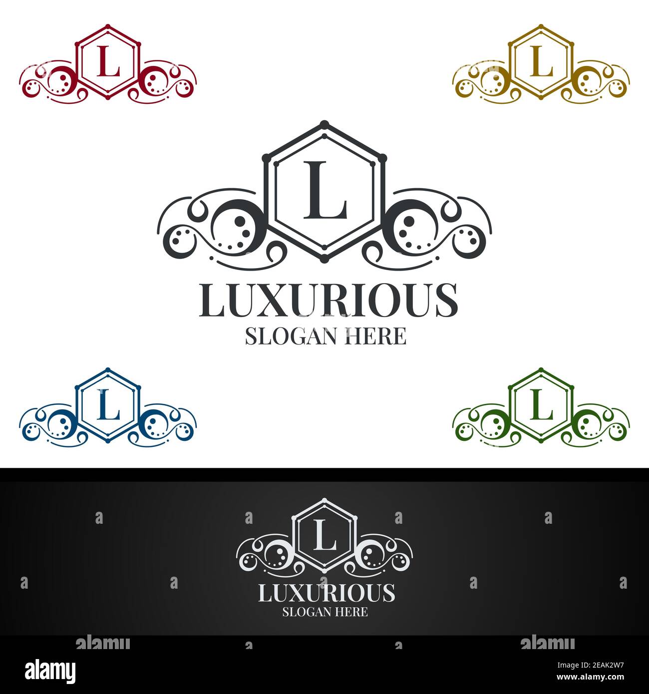 Luxuriöses Royal Logo für Schmuck, Hochzeit, Hotel oder Mode Stockfoto