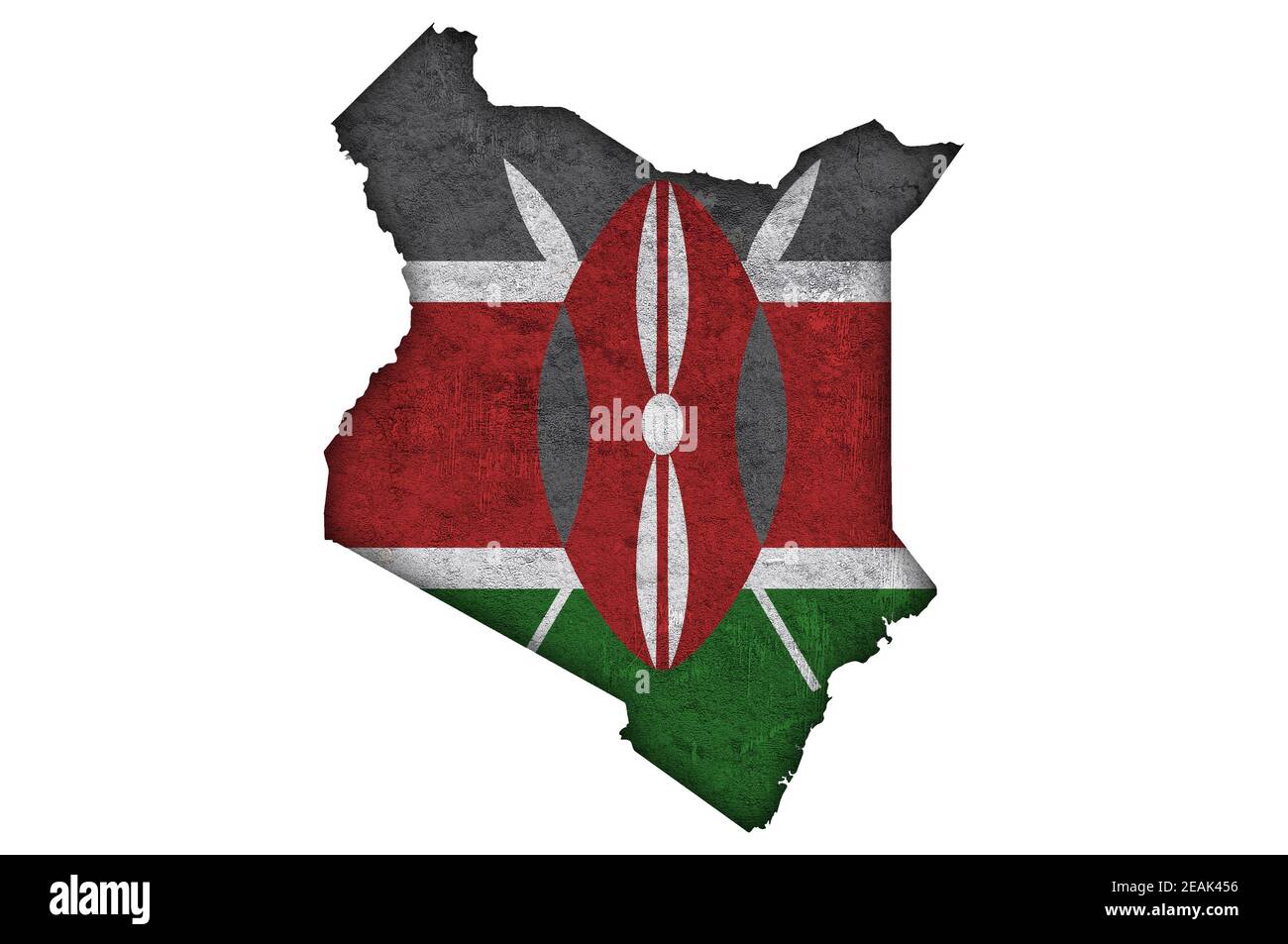 Karte und Flagge Kenias auf verwittertem Beton Stockfoto