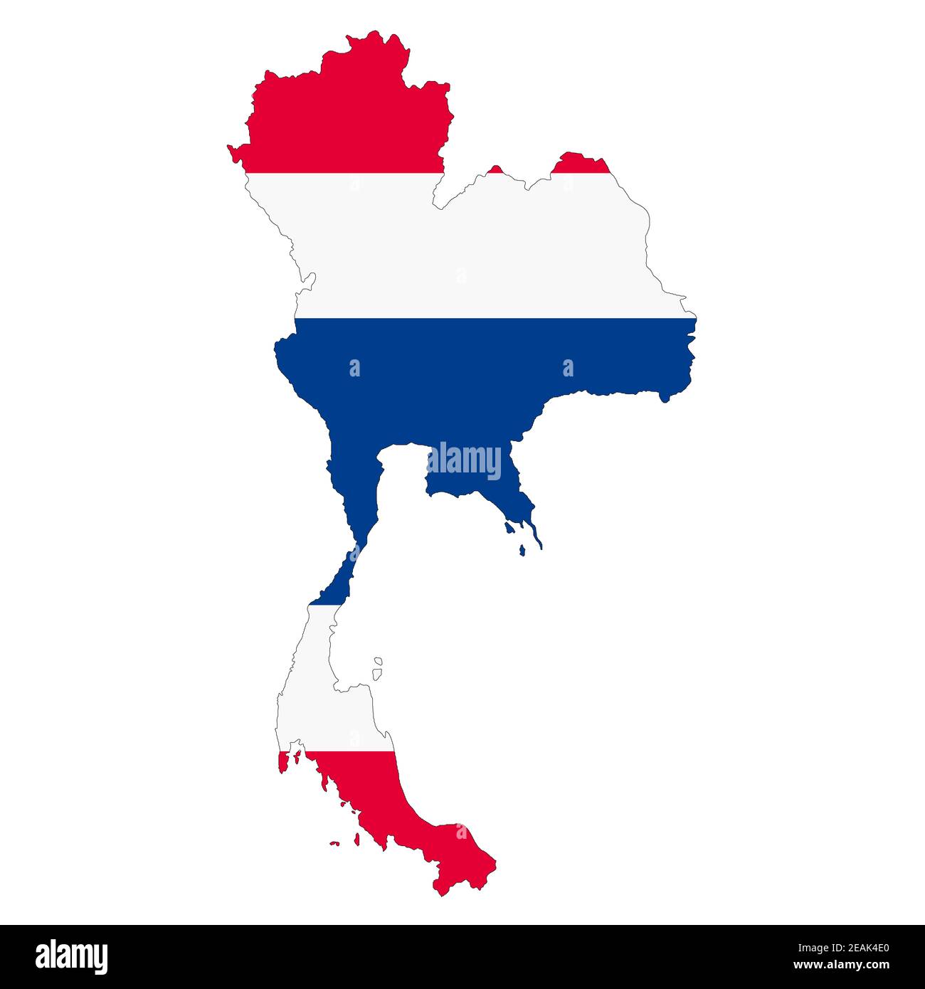 Thailand Karte auf weißem Hintergrund mit Clipping Pfad Stockfoto
