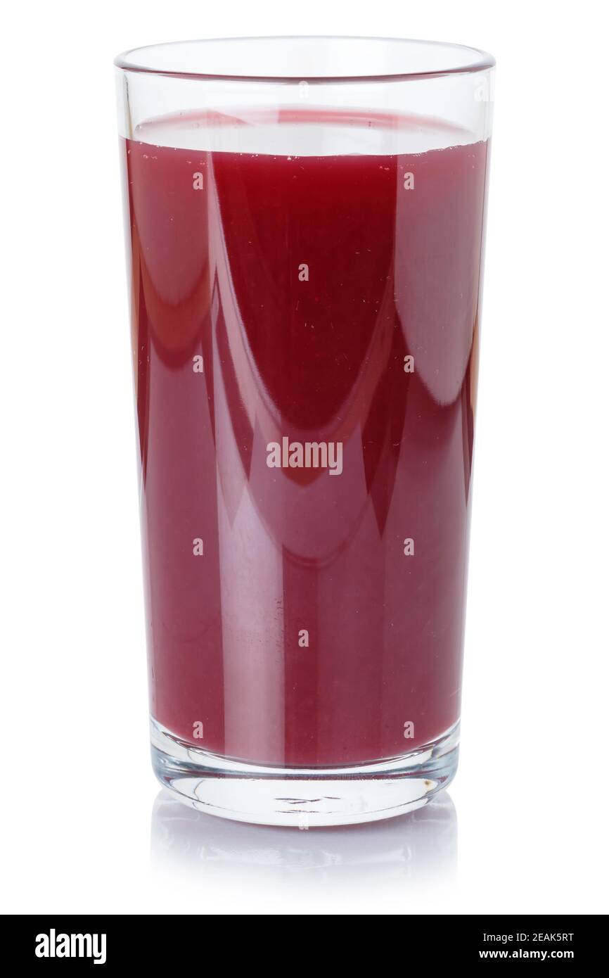 Berry Smoothie frischer Saft Trinken Sie Beeren in einem Glas isoliert Auf Weiß Stockfoto