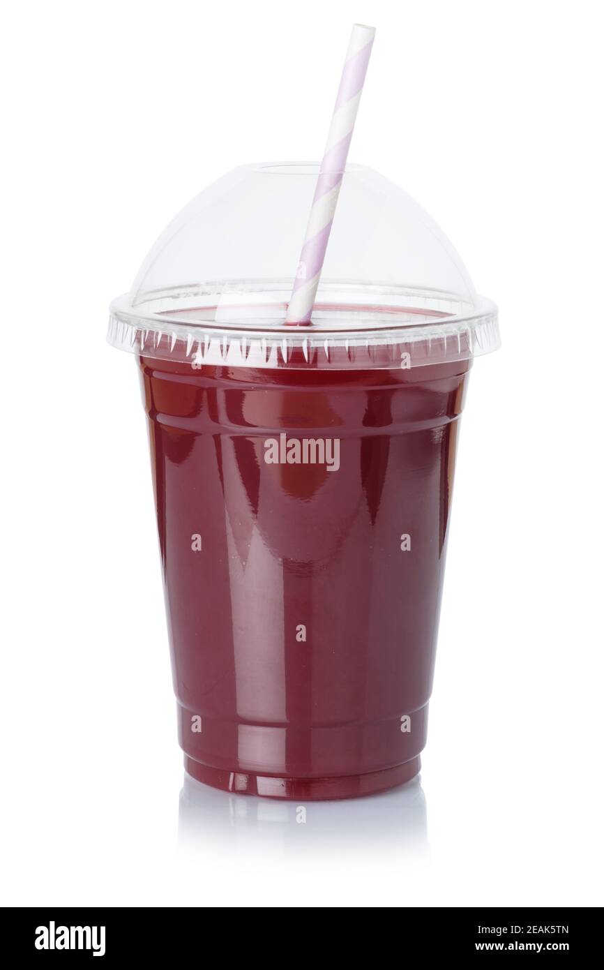 Berry Smoothie frischer Saft Trinken Sie Beeren in einer Tasse isoliert Auf Weiß Stockfoto