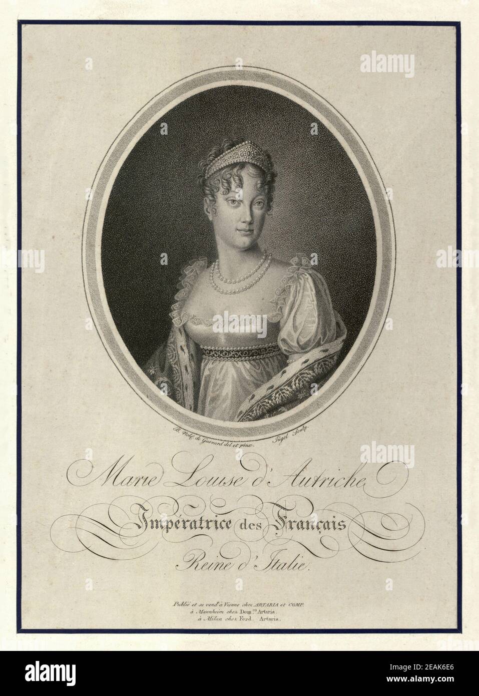 Stich von Marie Louise (1791 – 1847) war eine österreichische Erzherzogin, die von 1814 bis zu ihrem Tod als Herzogin von Parma regierte. Sie war Napoleons seco Stockfoto