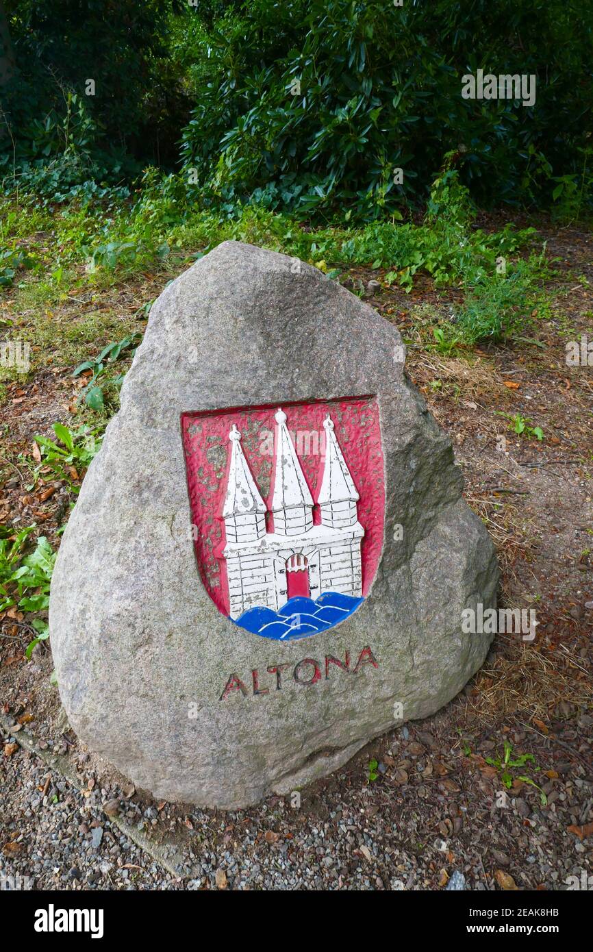 Grenzstein Hamburg Altona Stockfoto