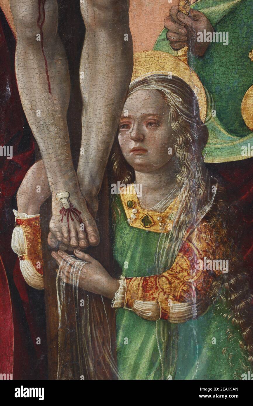 Gianfrancesco da Tolmezzo: Saint Mary Magdalene unter dem Kreuz Stockfoto